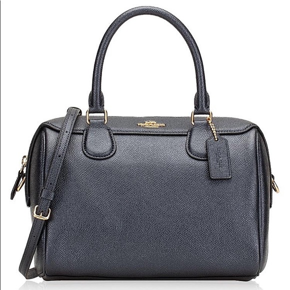 Coach Leather Bennett Satchel Metallic Denim Authentic - Picture 10 of 11